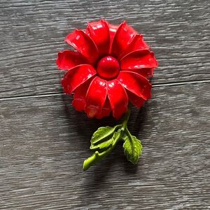 Red Flower Brooch